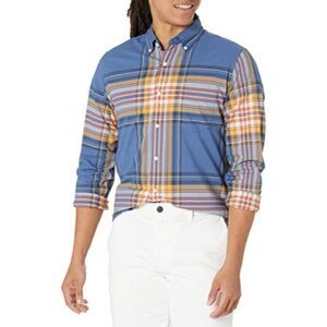 Goodthread Mens Multicolor Plaid Standard Long Sleeve Button Up Shirt Size LT